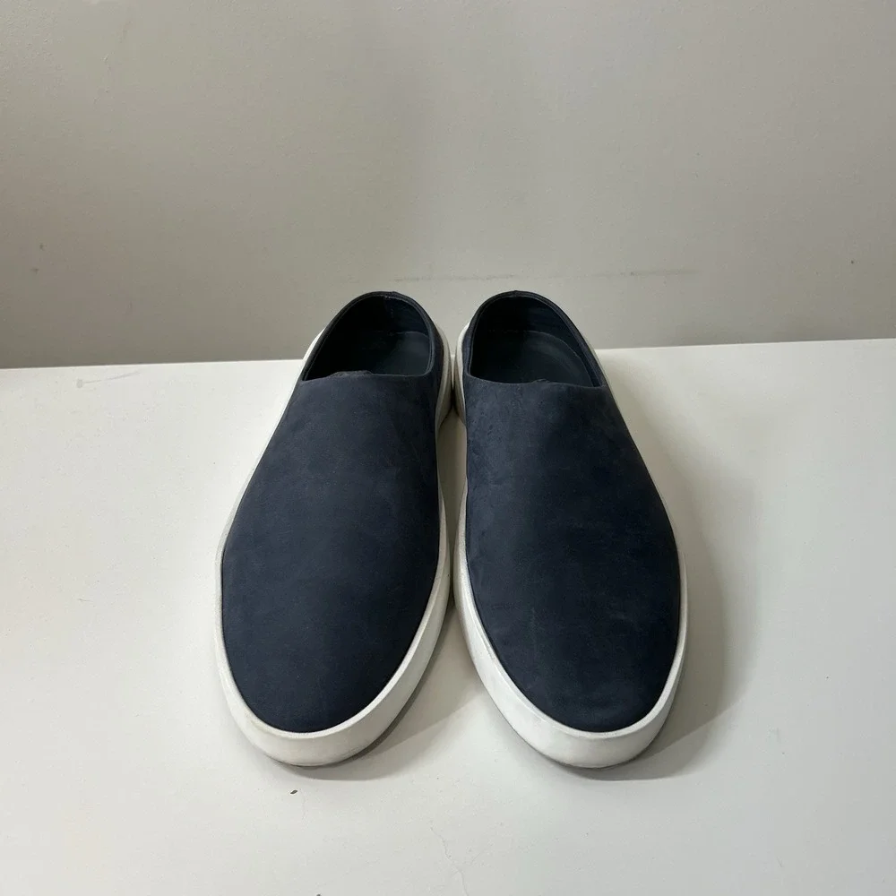 Wolf & Shepherd Shoes Mens 7.5 Women's 9 Cruise Mule Slip On Navy White